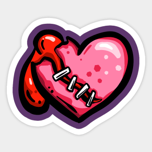 Dead Cartoon Zombie Heart - Ribs Sticker